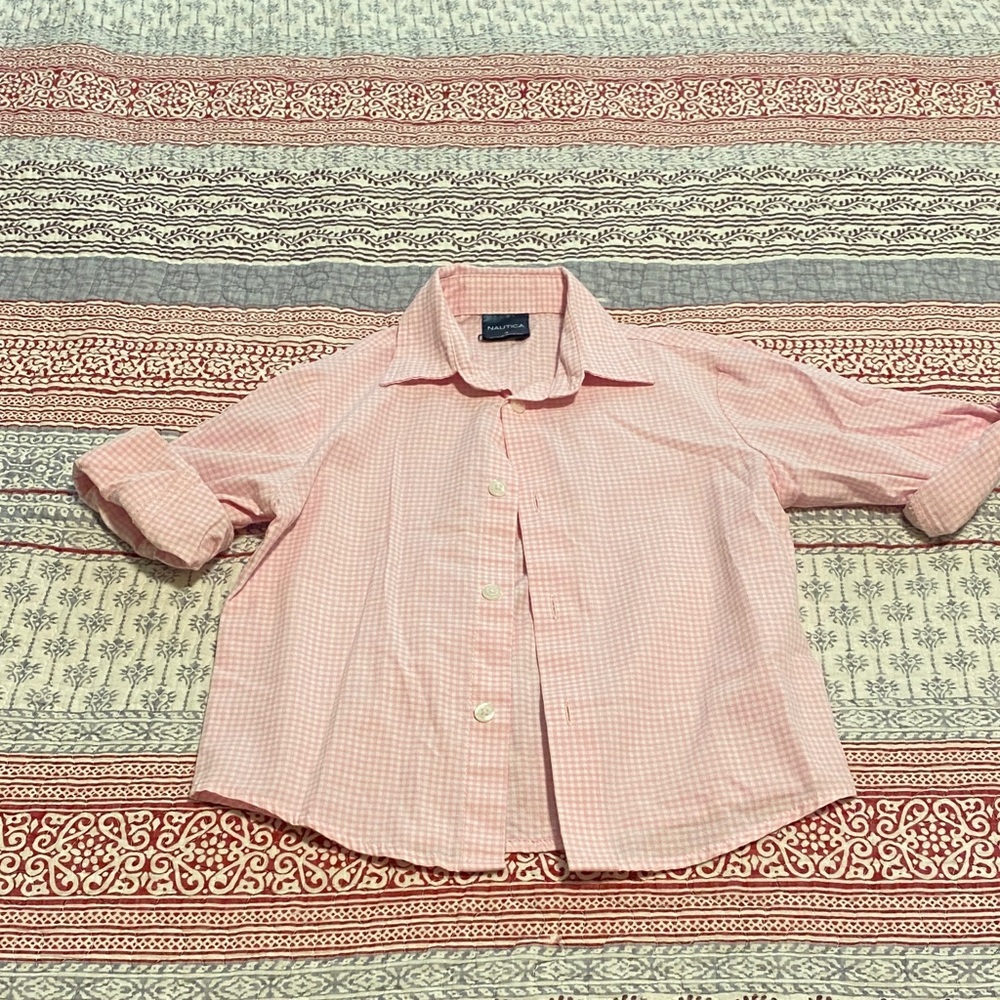 Nautica Kids Pink Gingham Button Down Shirt